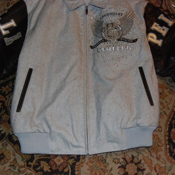 Pelle Pelle Legendary Limited Edition Gray Wool & Brown Leather Jacket men's 2XL - Picture 5 of 16